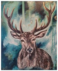 The golden deer / 50x60cm